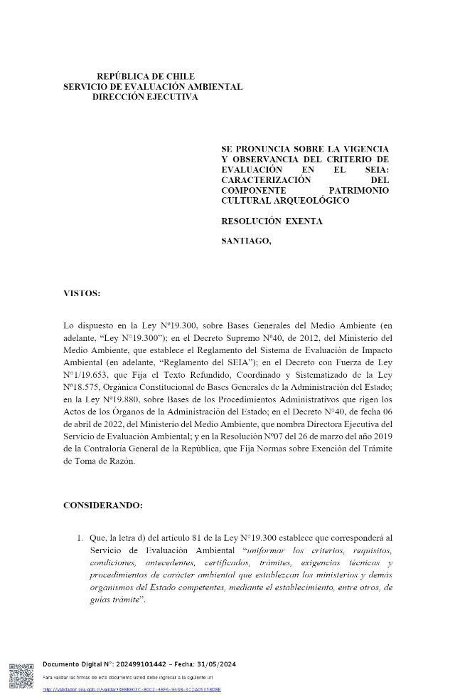 Página 1 de Criterio de evaluación en el SEIA: Caracterización del componente patrimonio cultural arqueológico