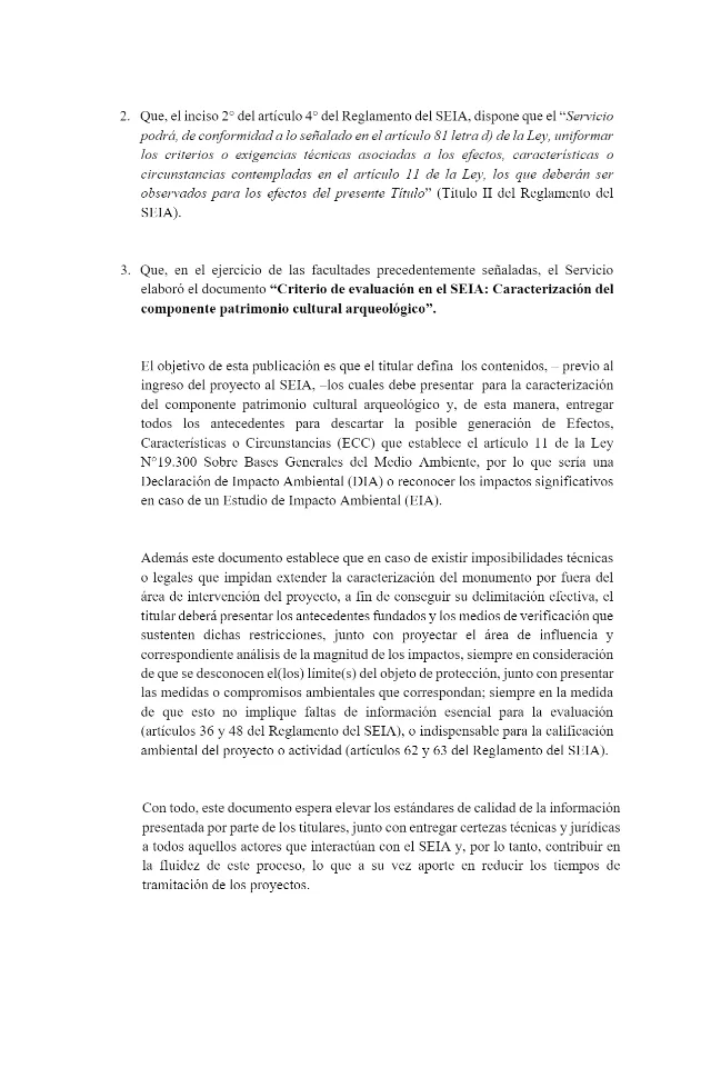 Página 2 de Criterio de evaluación en el SEIA: Caracterización del componente patrimonio cultural arqueológico
