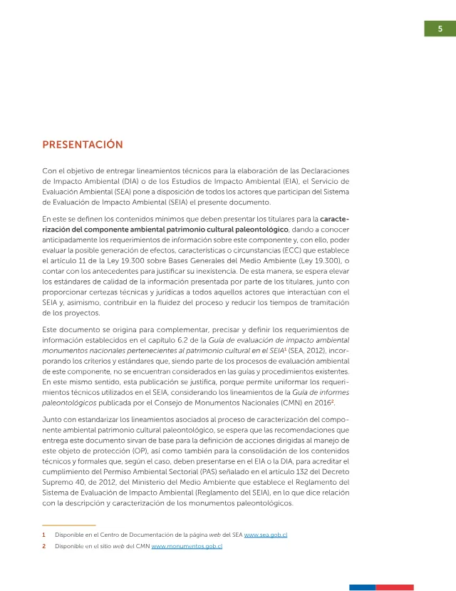 Página 8 de Criterio de evaluación en el SEIA: Caracterización del componente patrimonio cultural paleontológico